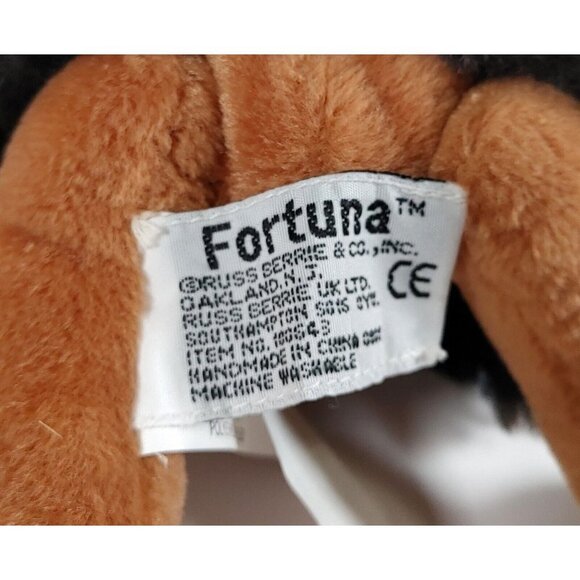 Bear Russ Berrie Fortuna #100643 Brown 8” Tall Plush Beanie Wears Fax Fur Coat - Picture 3 of 4